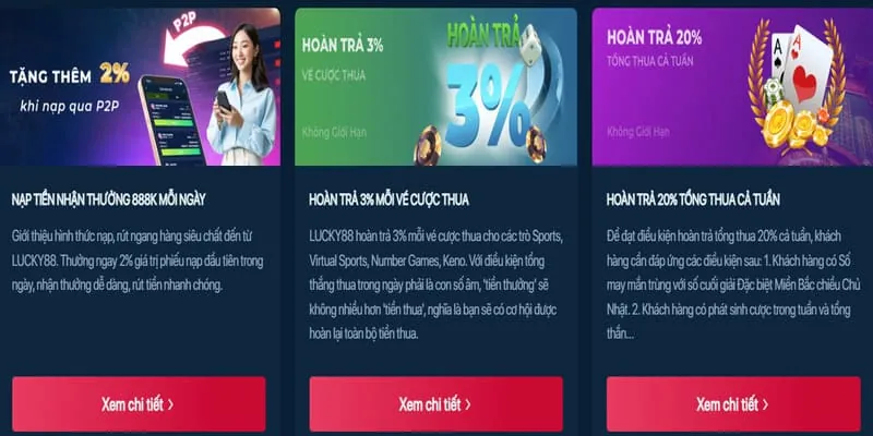 Ưu đãi hoàn trả và thưởng nạp hàng ngày